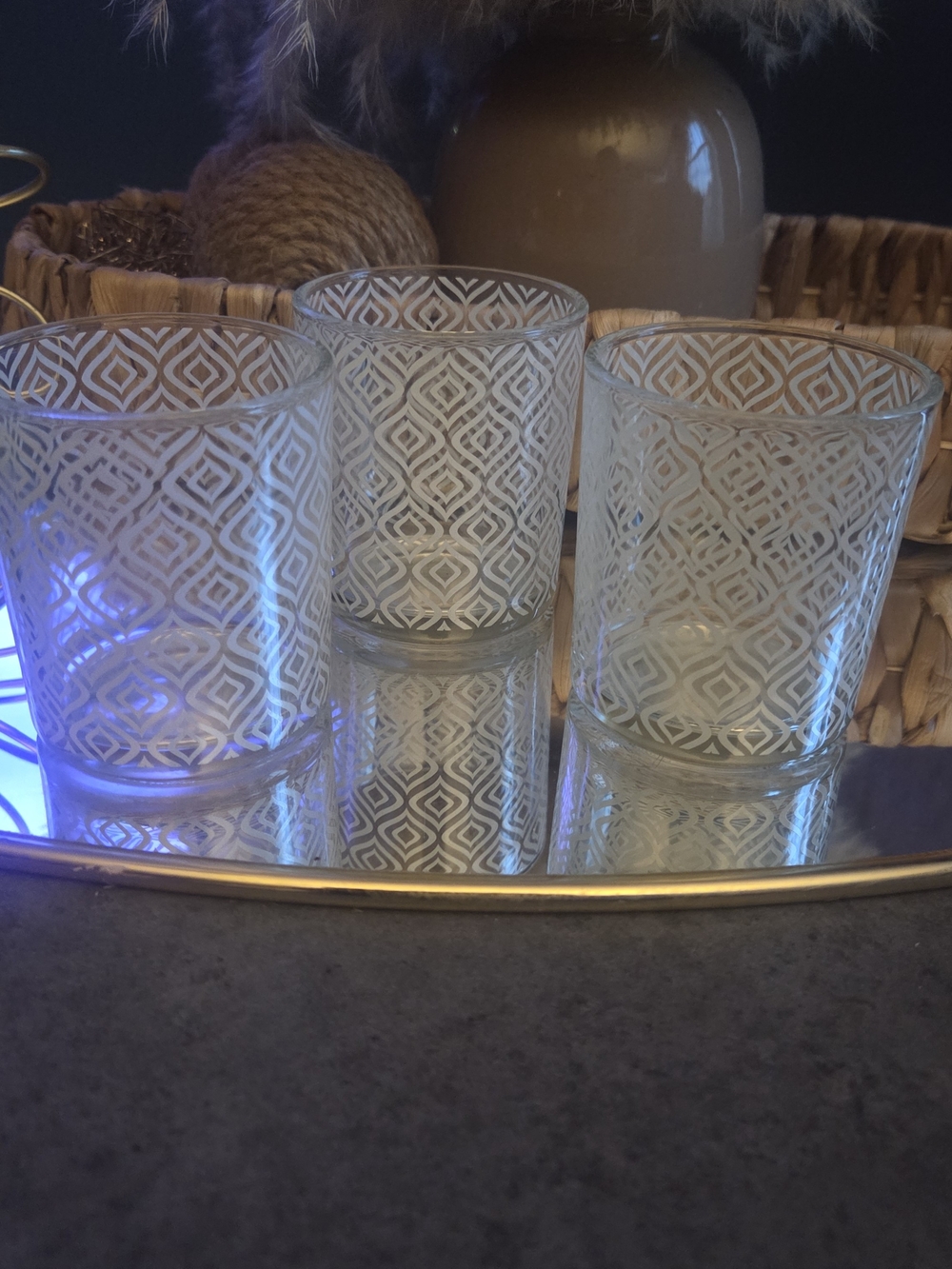 1960s Inspired Geometric Rocks Glass Set of 3 | Mid Century Modern Barware